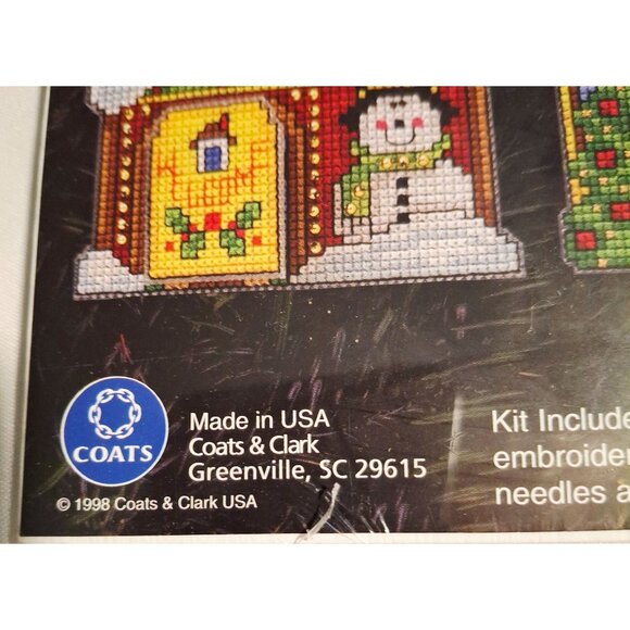 J&P Coats Plastic Canvas Ornaments Kit Home For The Holidays Set Of 6 Approx 4" - Picture 2 of 5